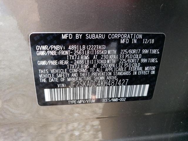 2019 Subaru Forester Premium VIN: JF2SKAGC4KH487427 Lot: 60623524