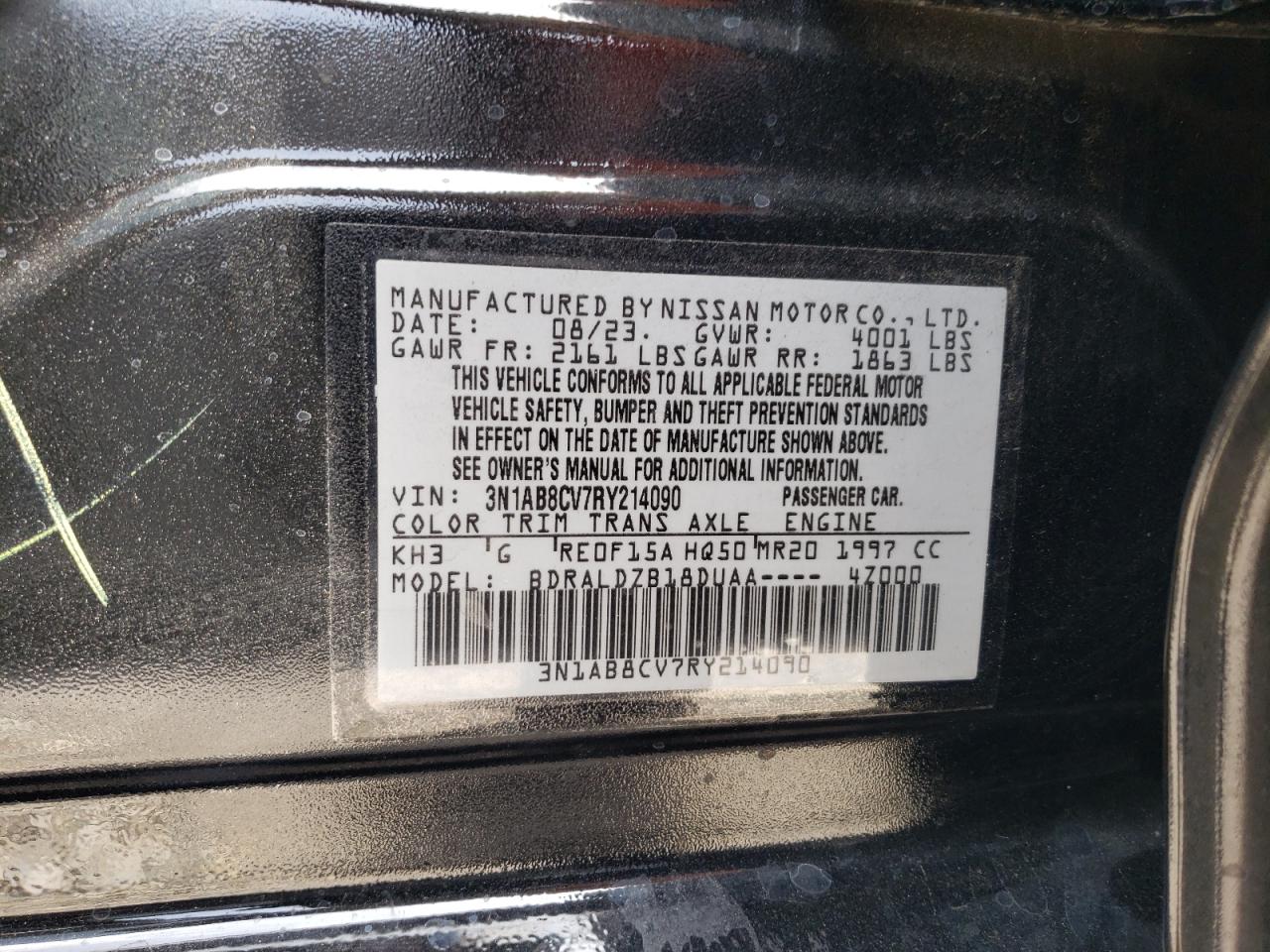 2024 Nissan Sentra Sv vin: 3N1AB8CV7RY214090