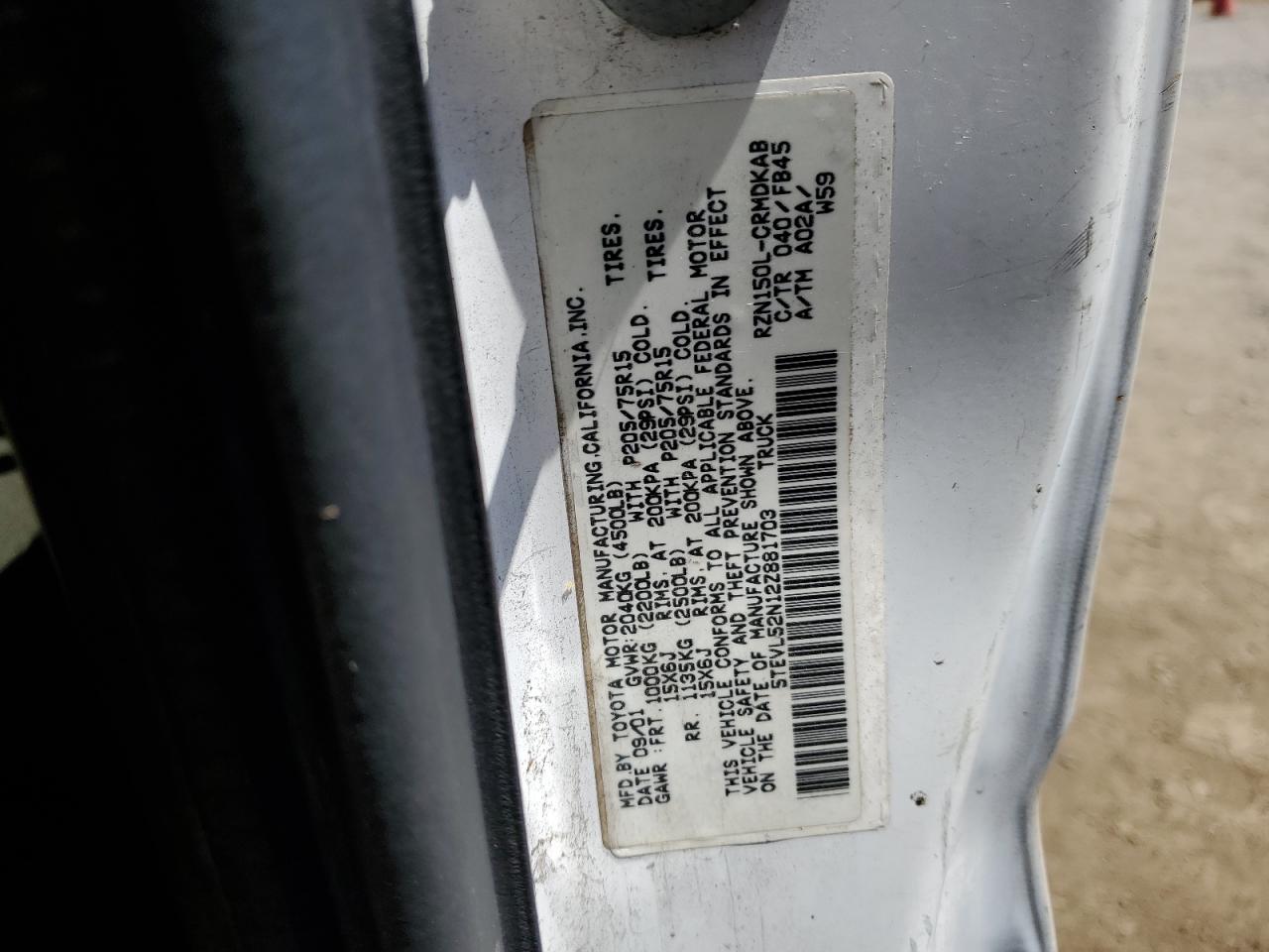 5TEVL52N12Z881703 2002 Toyota Tacoma Xtracab