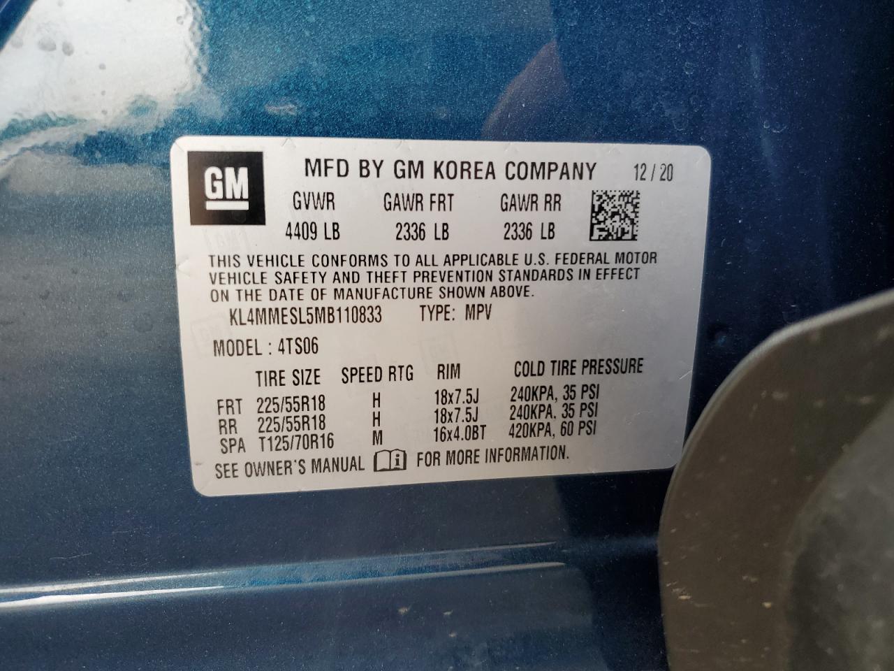 KL4MMESL5MB110833 2021 Buick Encore Gx Select