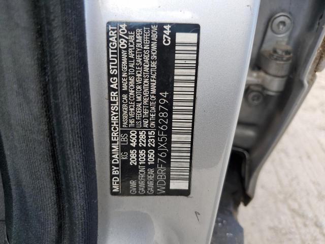 2005 Mercedes-Benz C 55 Amg VIN: WDBRF76JX5F628794 Lot: 61048584