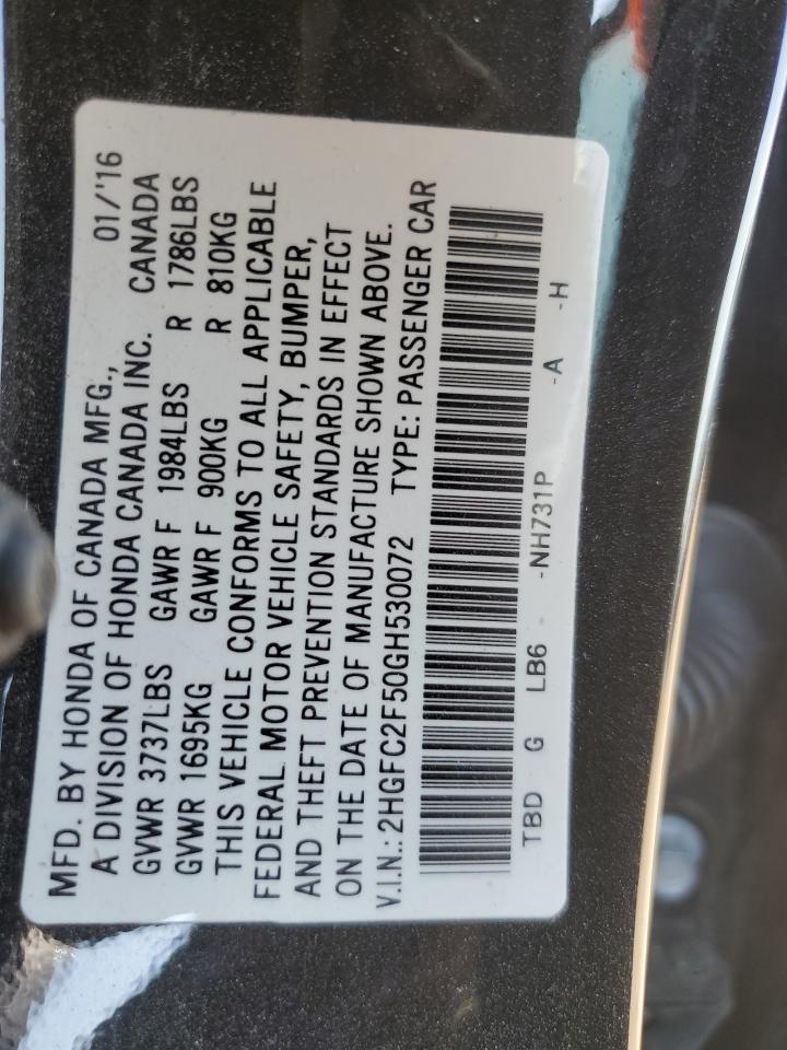 2HGFC2F50GH530072 2016 Honda Civic Lx 2HGFC2F50GH530072 2016 Honda Civic Lx