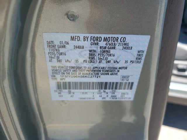 2006 Ford Escape Hev VIN: 1FMYU96H56KC27721 Lot: 61302014