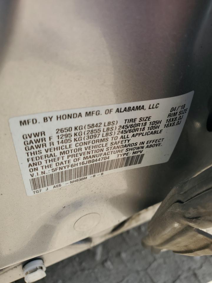5FNYF6H16JB044704 2018 Honda Pilot Lx