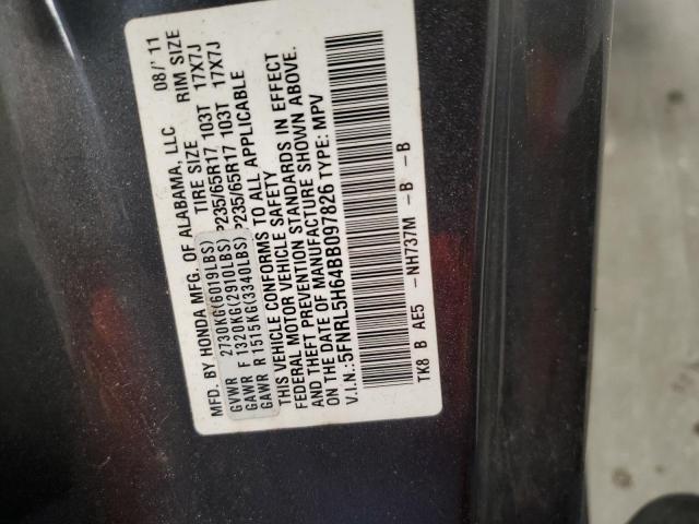 2011 Honda Odyssey Exl VIN: 5FNRL5H64BB097826 Lot: 56901224