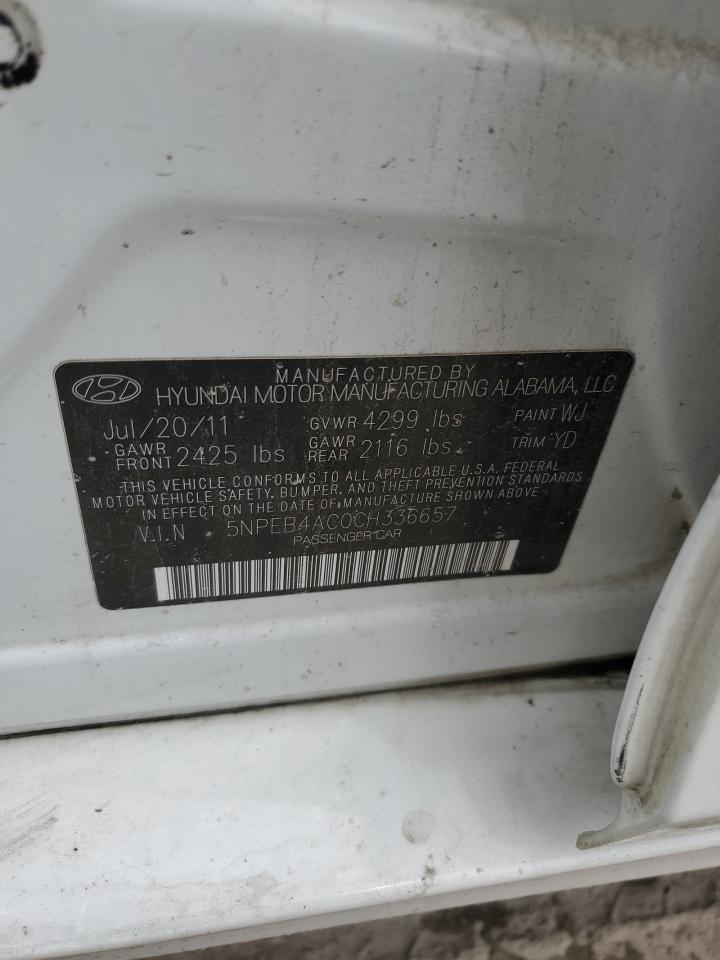 5NPEB4AC0CH336657 2012 Hyundai Sonata Gls