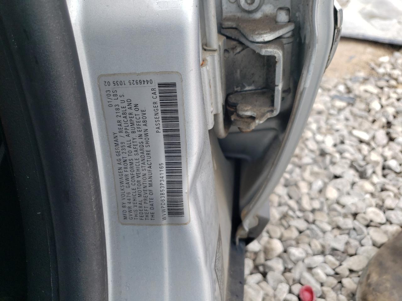 WVWPD63B53P341165 2003 Volkswagen Passat Gls