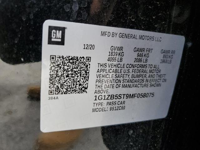 2021 Chevrolet Malibu Ls VIN: 1G1ZB5ST9MF058075 Lot: 57612344