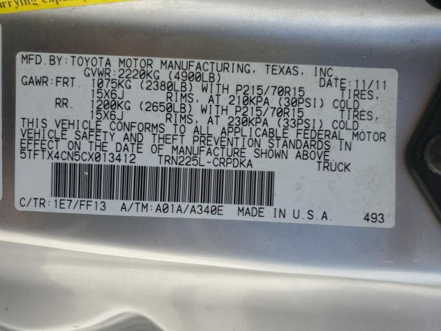 2012 Toyota Tacoma Access Cab VIN: 5TFTX4CN5CX013412 Lot: 59054234
