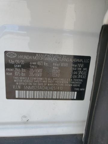 2020 Hyundai Santa Fe Se VIN: 5NMS23AD4LH237410 Lot: 59842584