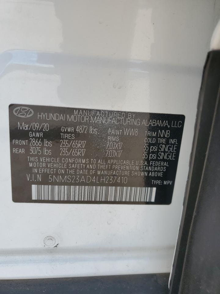 5NMS23AD4LH237410 2020 Hyundai Santa Fe Se