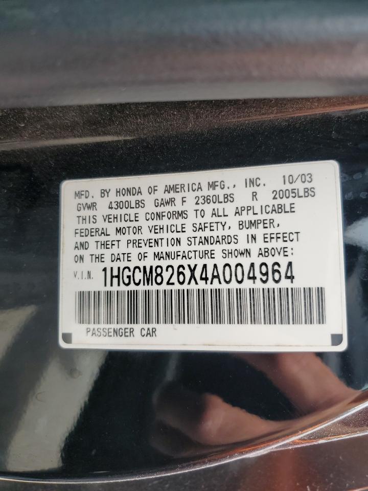1HGCM826X4A004964 2004 Honda Accord Ex