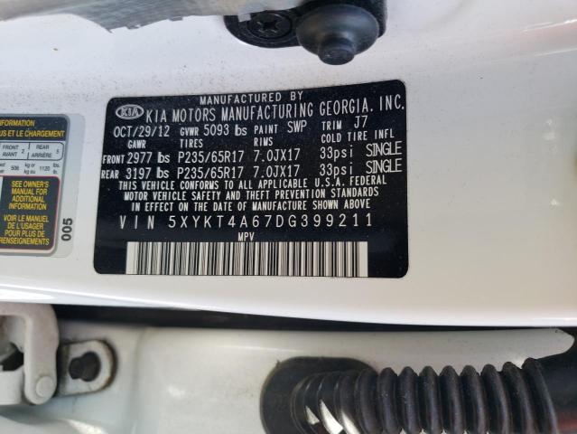 2013 Kia Sorento Lx VIN: 5XYKT4A67DG399211 Lot: 60465094