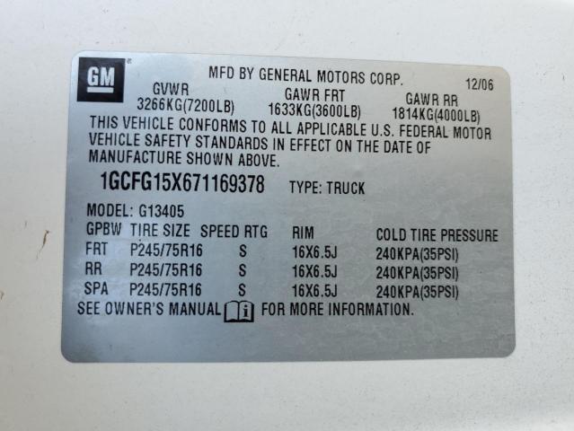 2007 Chevrolet Express G1500 VIN: 1GCFG15X671169378 Lot: 60717664