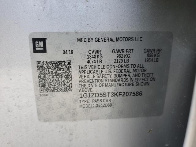 2019 Chevrolet Malibu Lt VIN: 1G1ZD5ST3KF207586 Lot: 58094544