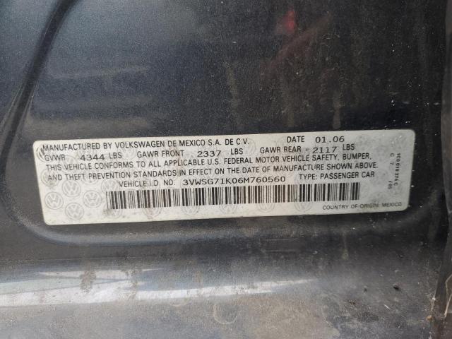 2006 Volkswagen Jetta 2.5 Option Package 1 VIN: 3VWSG71K06M760560 Lot: 57929154