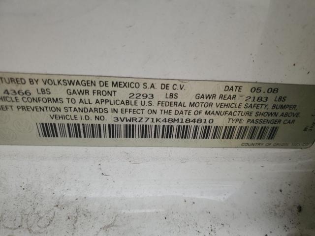 2008 Volkswagen Jetta Se VIN: 3VWRZ71K48M184810 Lot: 59424814