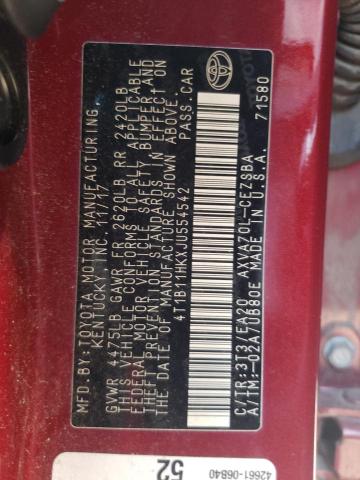 2018 TOYOTA CAMRY L - 4T1B11HKXJU554542