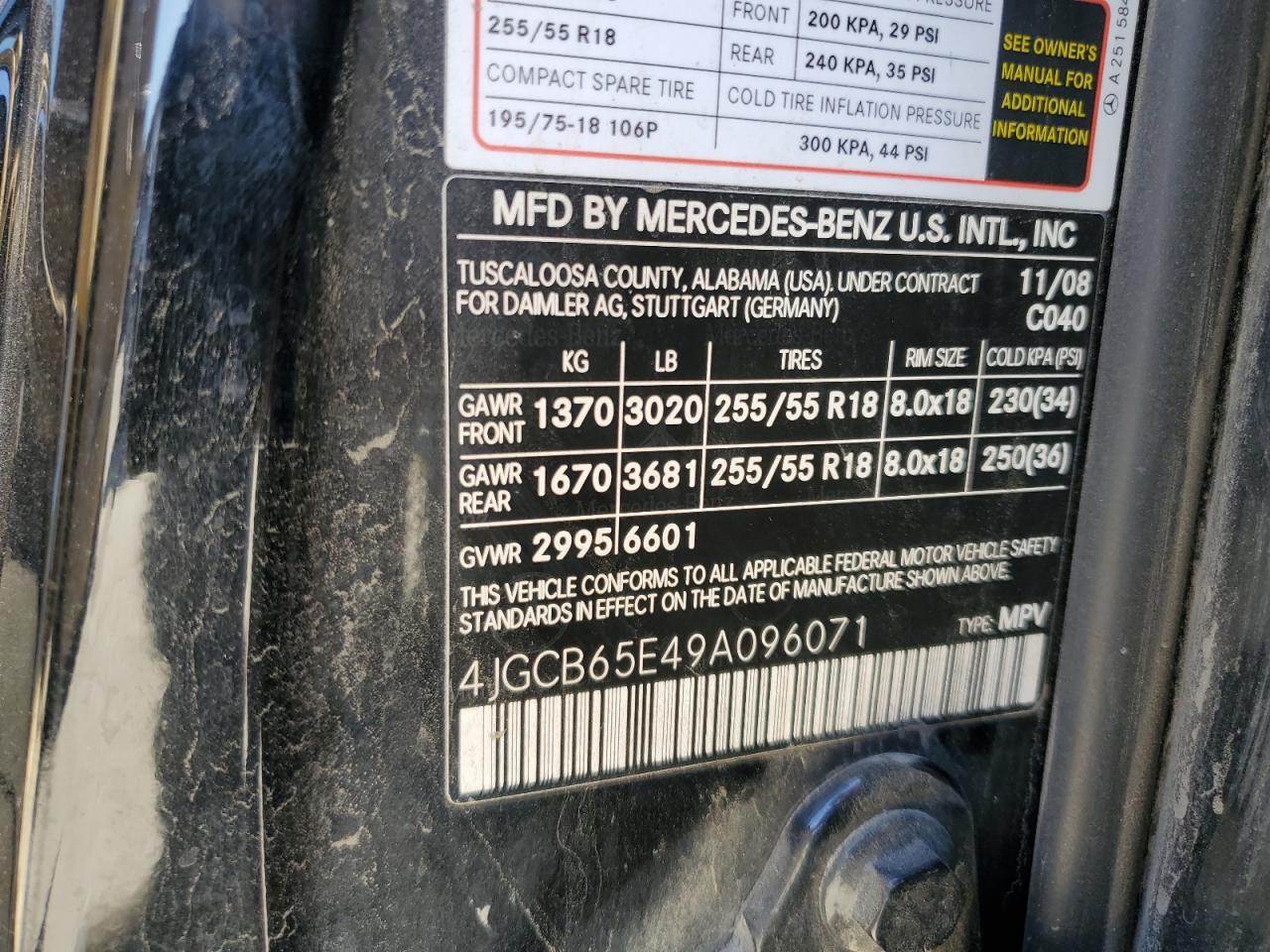 4JGCB65E49A096071 2009 Mercedes-Benz R 350 4Matic