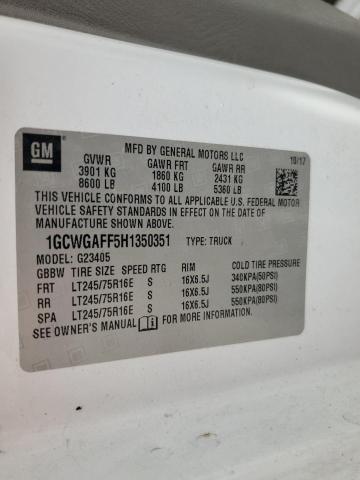 2017 CHEVROLET EXPRESS G2 - 1GCWGAFF5H1350351