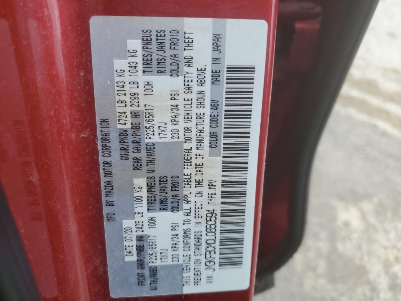 JM3KFBCM0L0850594 2020 Mazda Cx-5 Touring