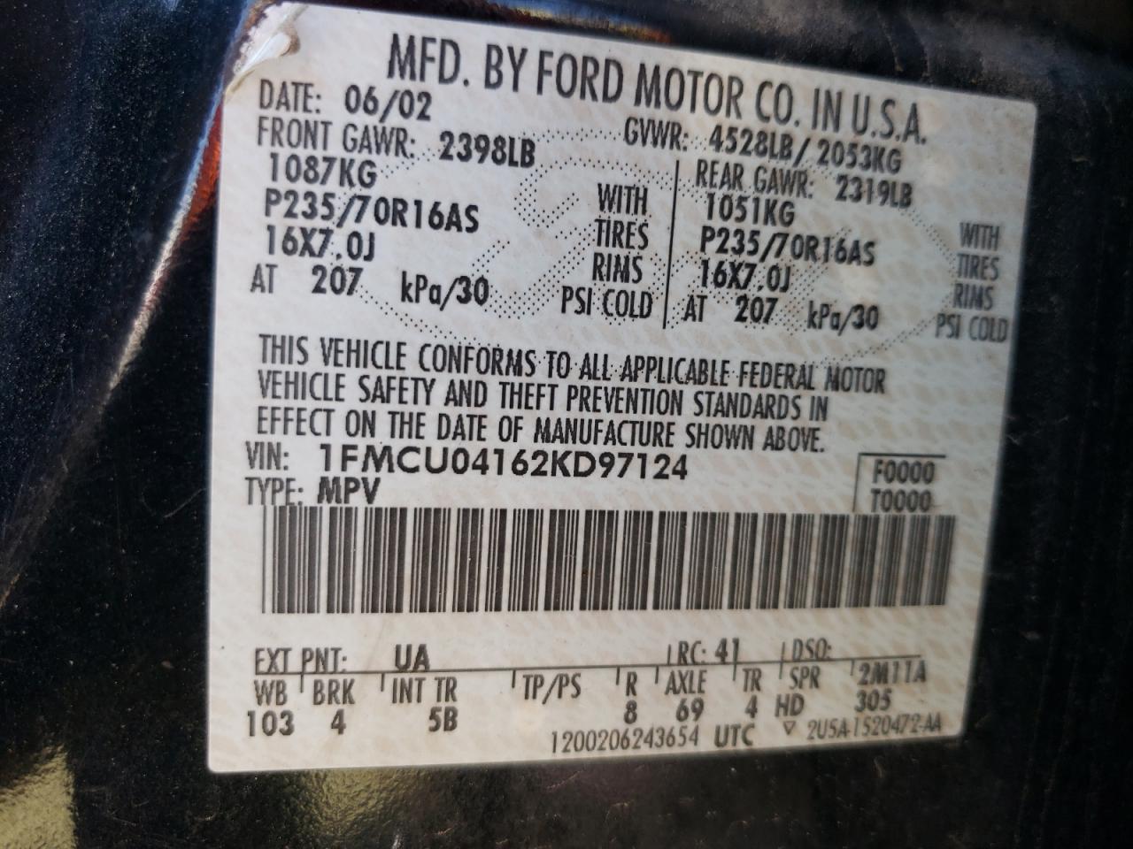 1FMCU04162KD97124 2002 Ford Escape Xlt