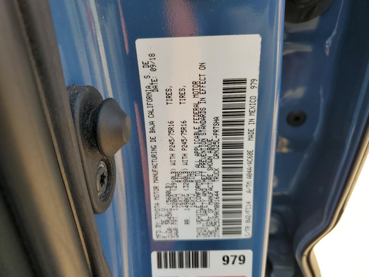 3TMAZ5CN9KM081644 2019 Toyota Tacoma Double Cab