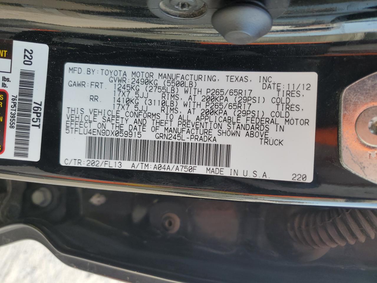 5TFLU4EN9DX059915 2013 Toyota Tacoma Double Cab