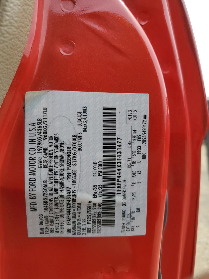 1FAFP444X3F431477 2003 Ford Mustang