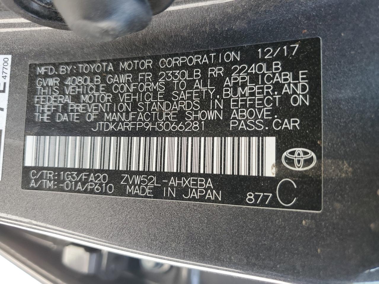 JTDKARFP9H3066281 2017 Toyota Prius Prime