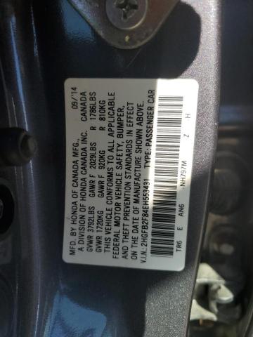 VIN 2HGFB2F84EH553431 2014 Honda Civic, EX no.12