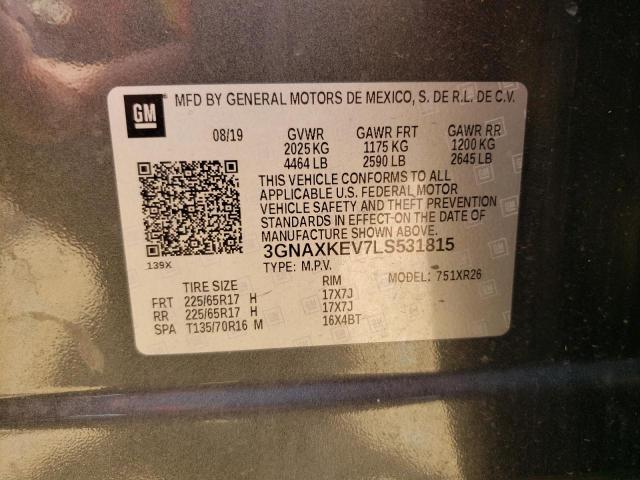 2020 Chevrolet Equinox Lt VIN: 3GNAXKEV7LS531815 Lot: 59780294