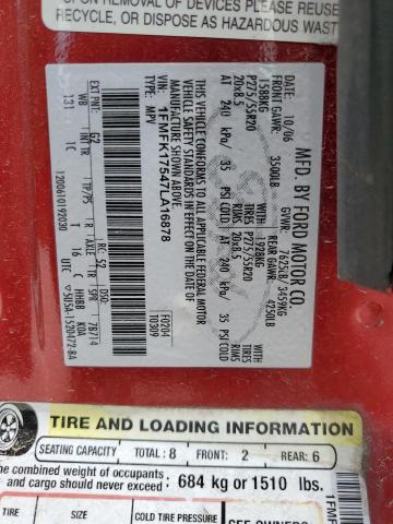 2007 Ford Expedition El Eddie Bauer VIN: 1FMFK17547LA16878 Lot: 58162334