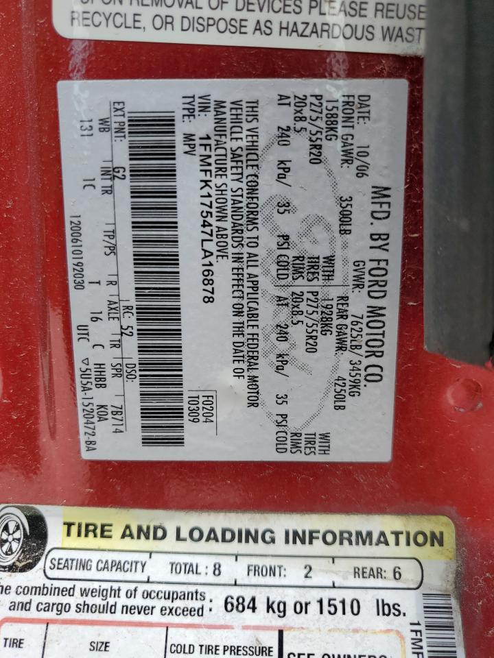 1FMFK17547LA16878 2007 Ford Expedition El Eddie Bauer