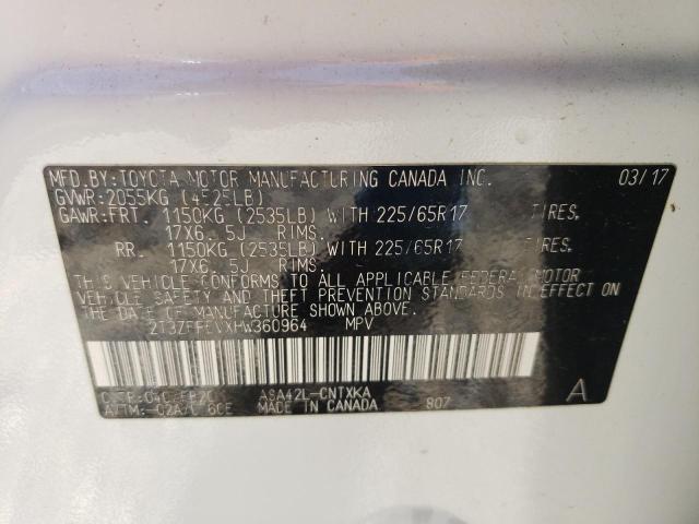 2017 Toyota Rav4 Le VIN: 2T3ZFREVXHW360964 Lot: 58125314