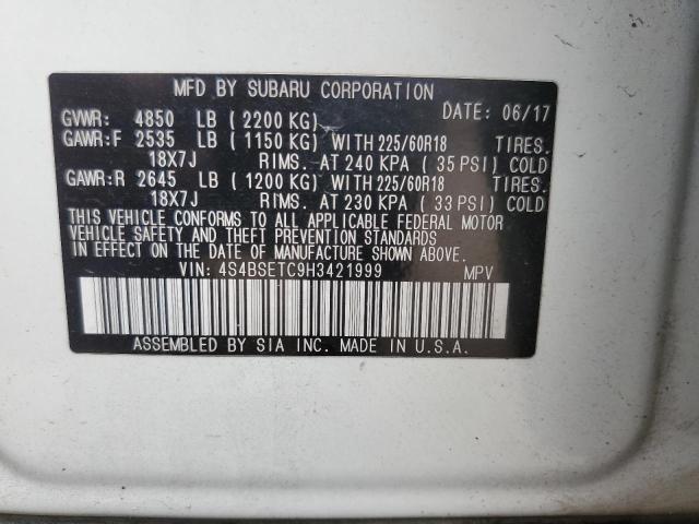 2017 Subaru Outback Touring VIN: 4S4BSETC9H3421999 Lot: 57338494