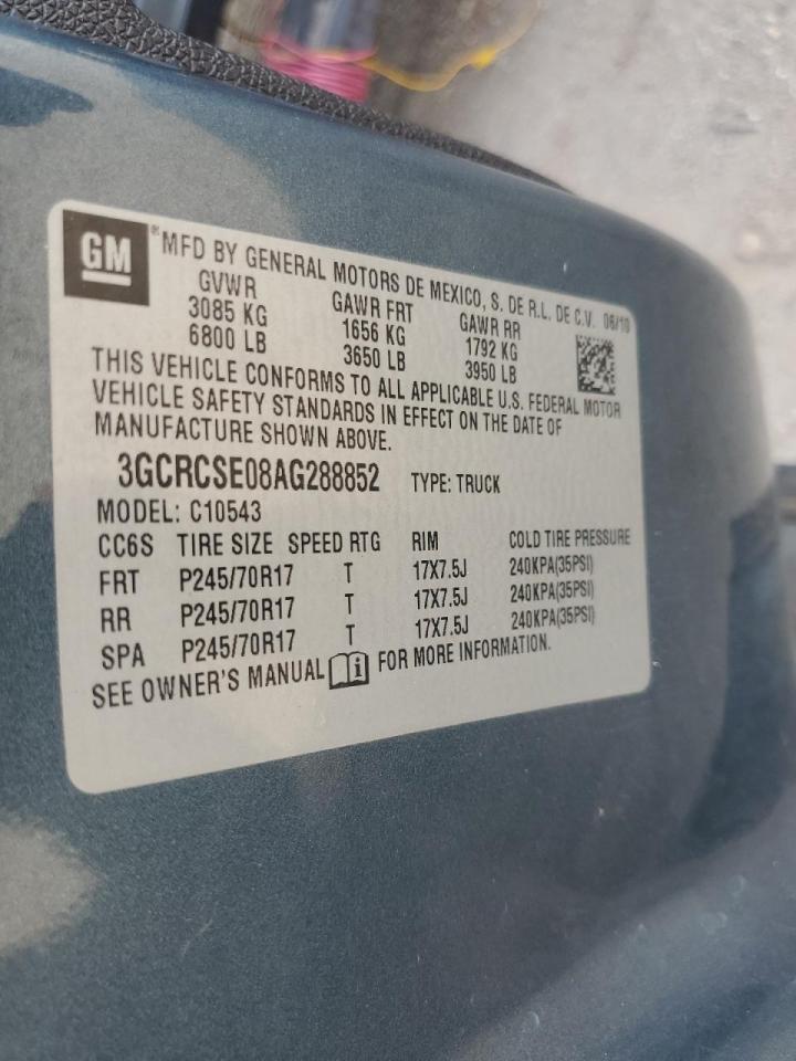 3GCRCSE08AG288852 2010 Chevrolet Silverado C1500 Lt