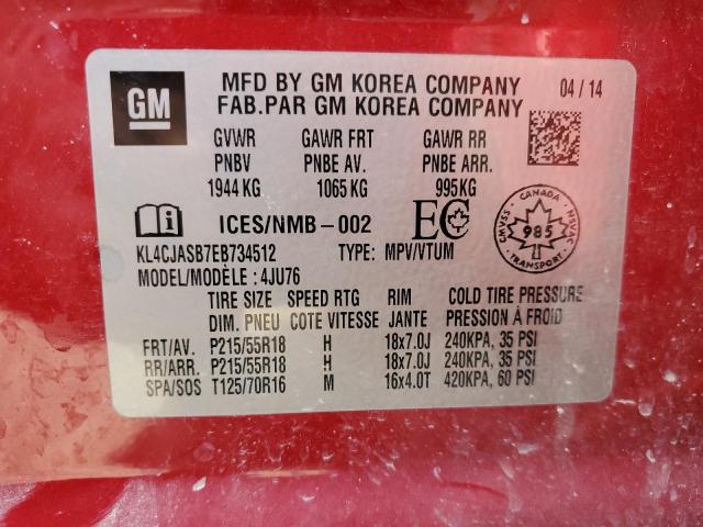 2014 Buick Encore VIN: KL4CJASB7EB734512 Lot: 59675764