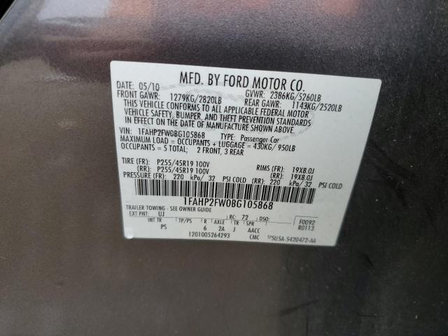 2011 Ford Taurus Limited VIN: 1FAHP2FW0BG105868 Lot: 57444864