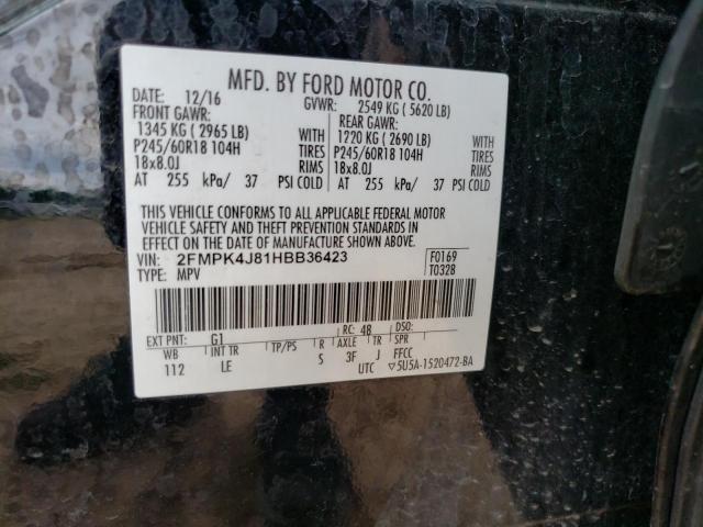 2017 Ford Edge Sel VIN: 2FMPK4J81HBB36423 Lot: 60075594