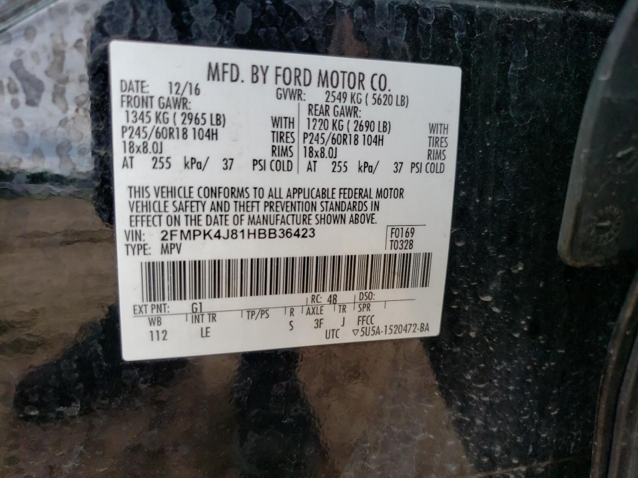 2FMPK4J81HBB36423 2017 Ford Edge Sel