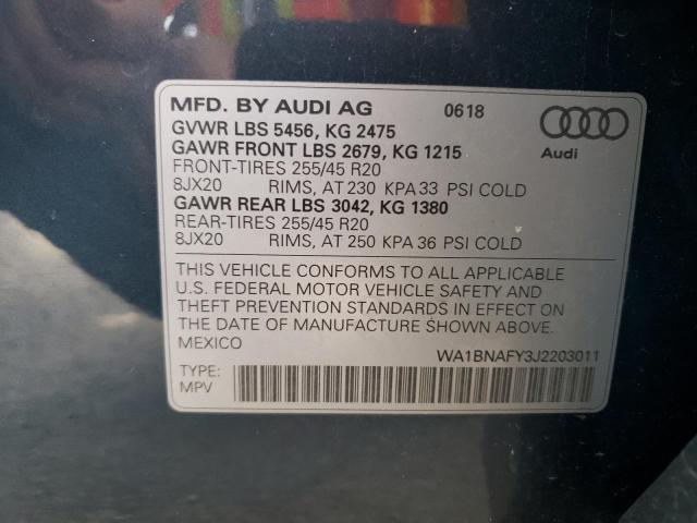 2018 Audi Q5 Premium Plus VIN: WA1BNAFY3J2203011 Lot: 57046784