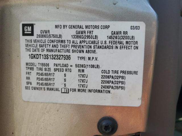 2003 GMC Envoy VIN: 1GKDT13S132327936 Lot: 58127844