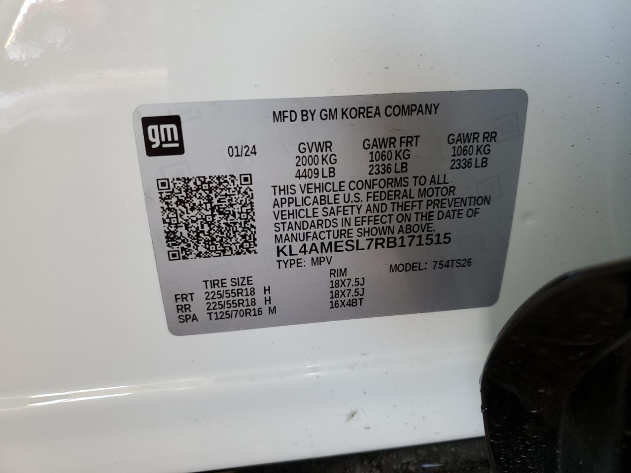 KL4AMESL7RB171515 2024 Buick Encore Gx Sport Touring