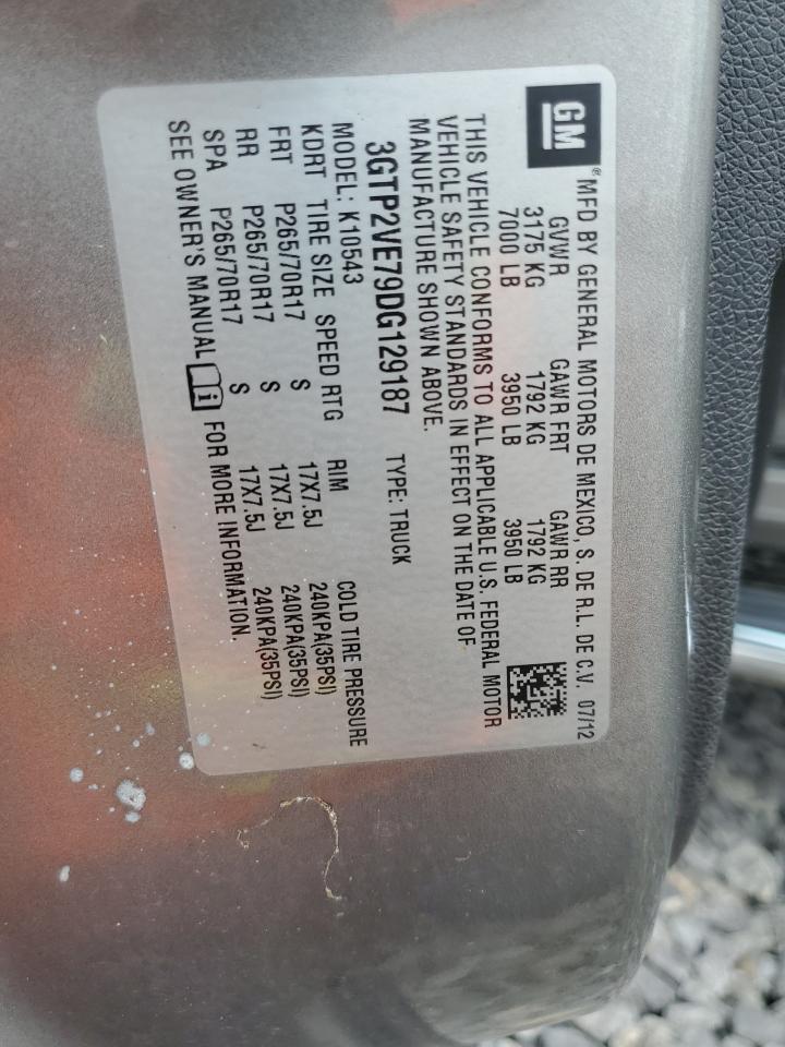 3GTP2VE79DG129187 2013 GMC Sierra K1500 Sle