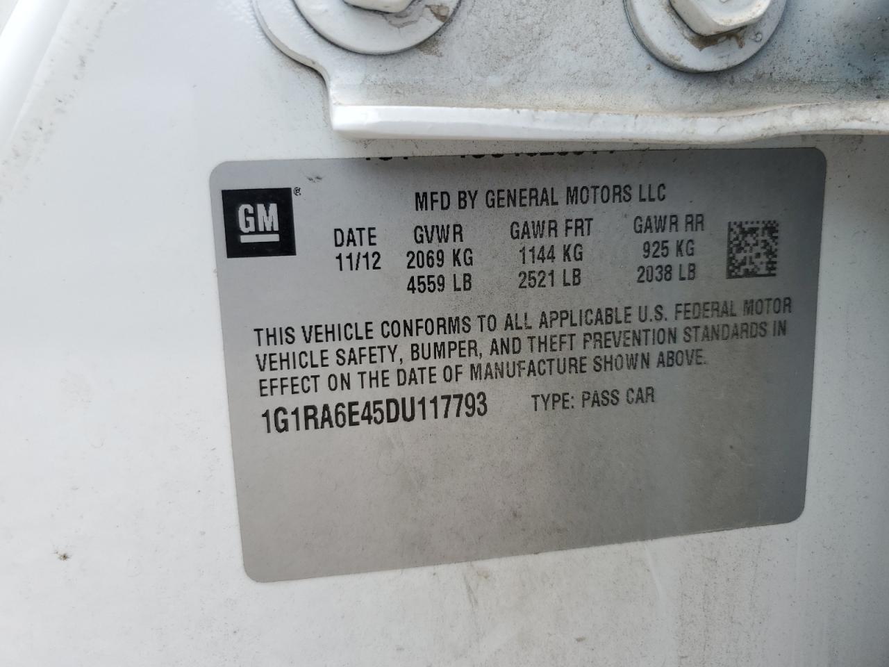 1G1RA6E45DU117793 2013 Chevrolet Volt