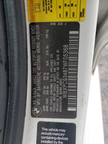 2007 BMW X3 3.0Si VIN: WBXPC93487WF05368 Lot: 61025914