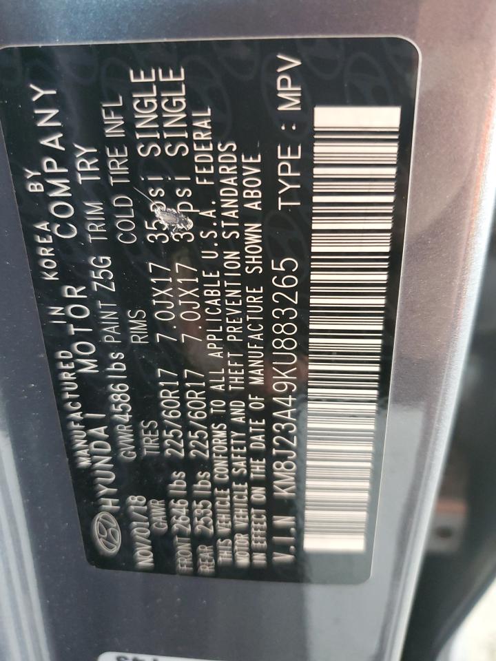 KM8J23A49KU883265 2019 Hyundai Tucson Se