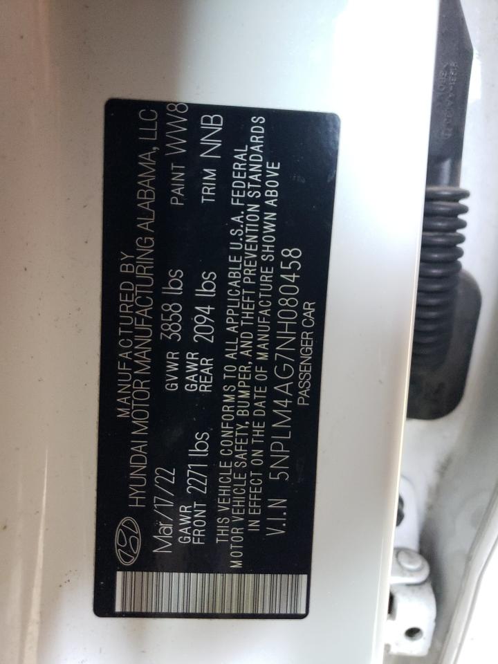 5NPLM4AG7NH080458 2022 Hyundai Elantra Sel