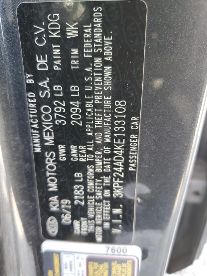 3KPF24AD4KE133108 2019 Kia Forte Fe